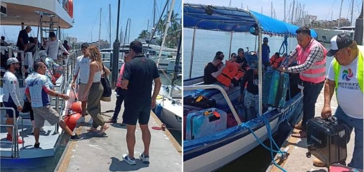 Trasladaron por mar a 400 turistas de Nuevo Vallarta al aeropuerto