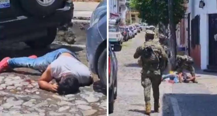 Captan a Marinos golpeando a un joven en el centro de Puerto Vallarta